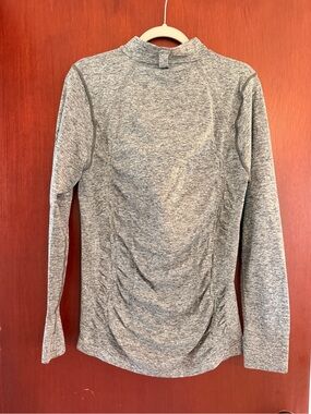 Gray Long Sleeve Mock Neck Top with Side Ruching